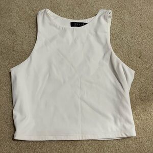White high neck crop tank